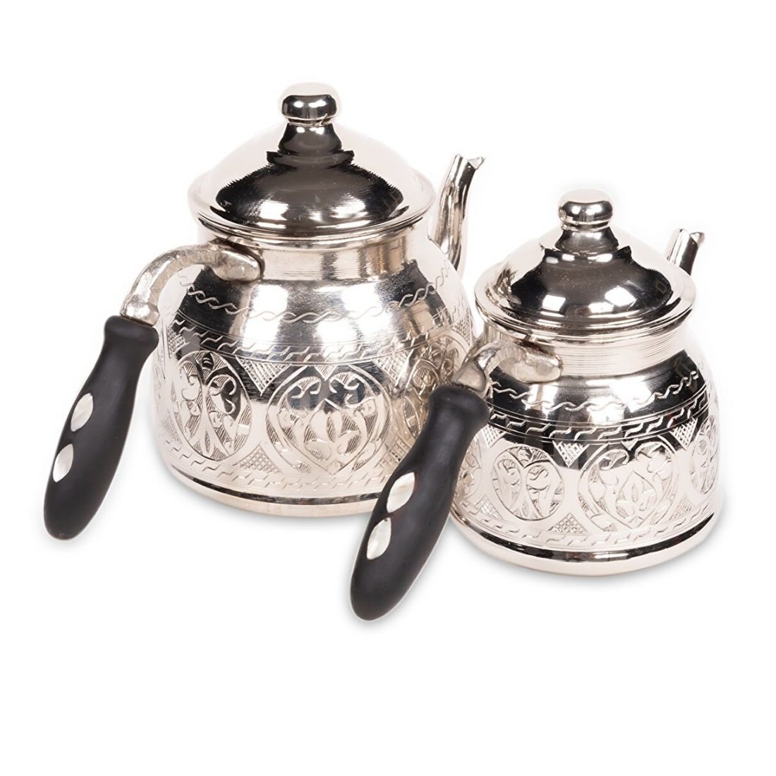 Picture of Gaziantep Copper Hand Carved Happyone Silver Color Teapot
