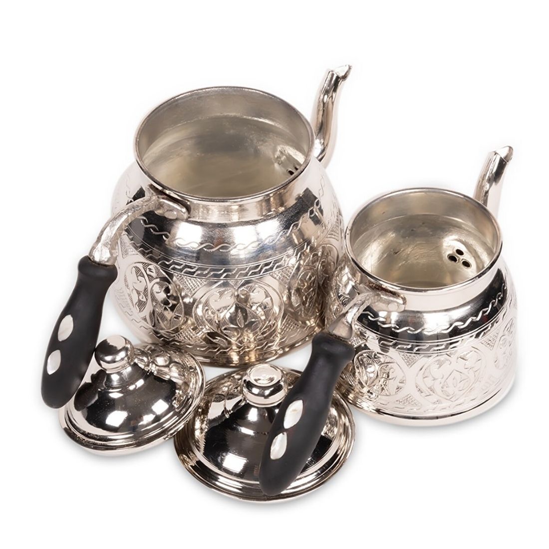 Picture of Gaziantep Copper Hand Carved Happyone Silver Color Teapot