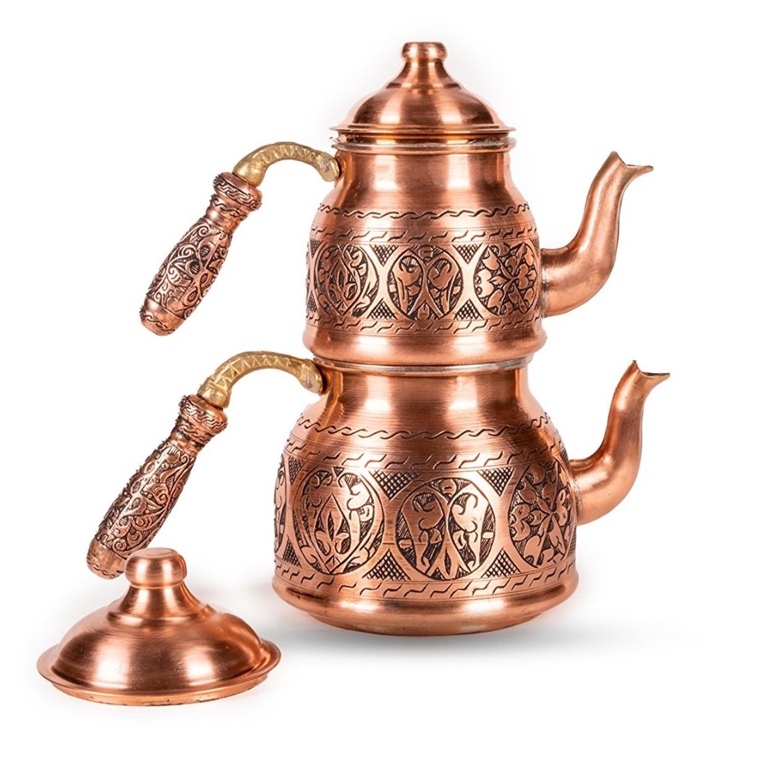 Picture of Gaziantep Copper Hand Carved Happyone Matte Red Teapot