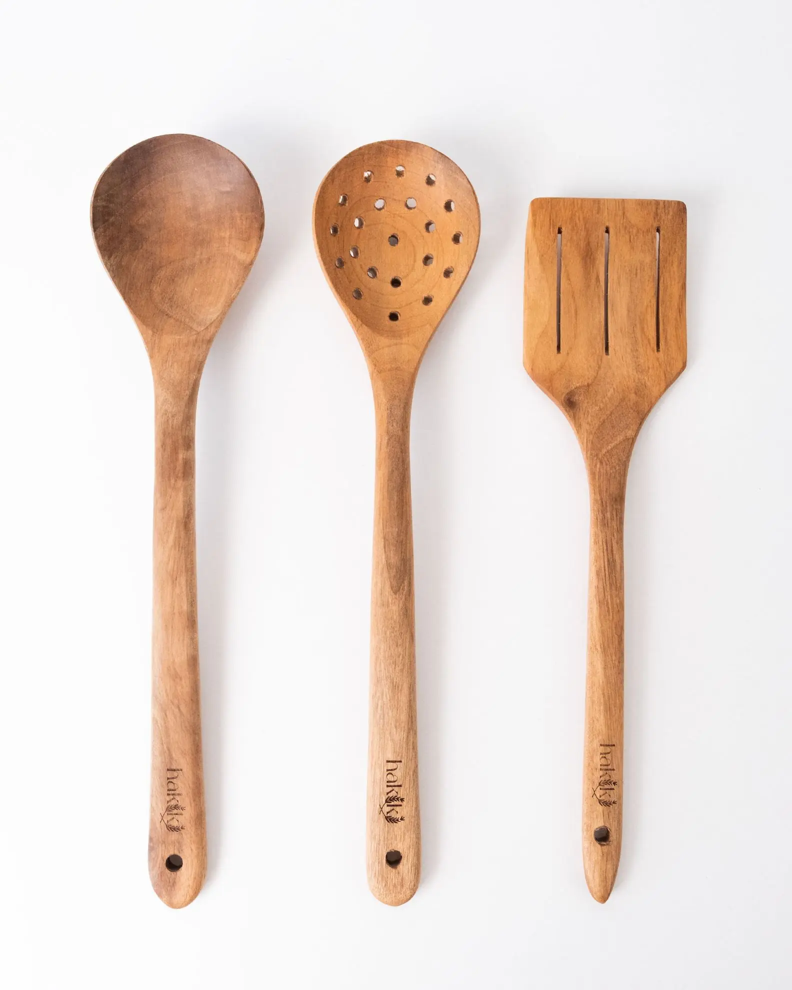 %100 Doğal, El Yapımı Gerçek Ceviz Üçlü Mutfak Seti 2  (Ceviz 30cm Kaşık, 30cm Süzgeç Kaşık, 30cm Kürek Spatula) resmi