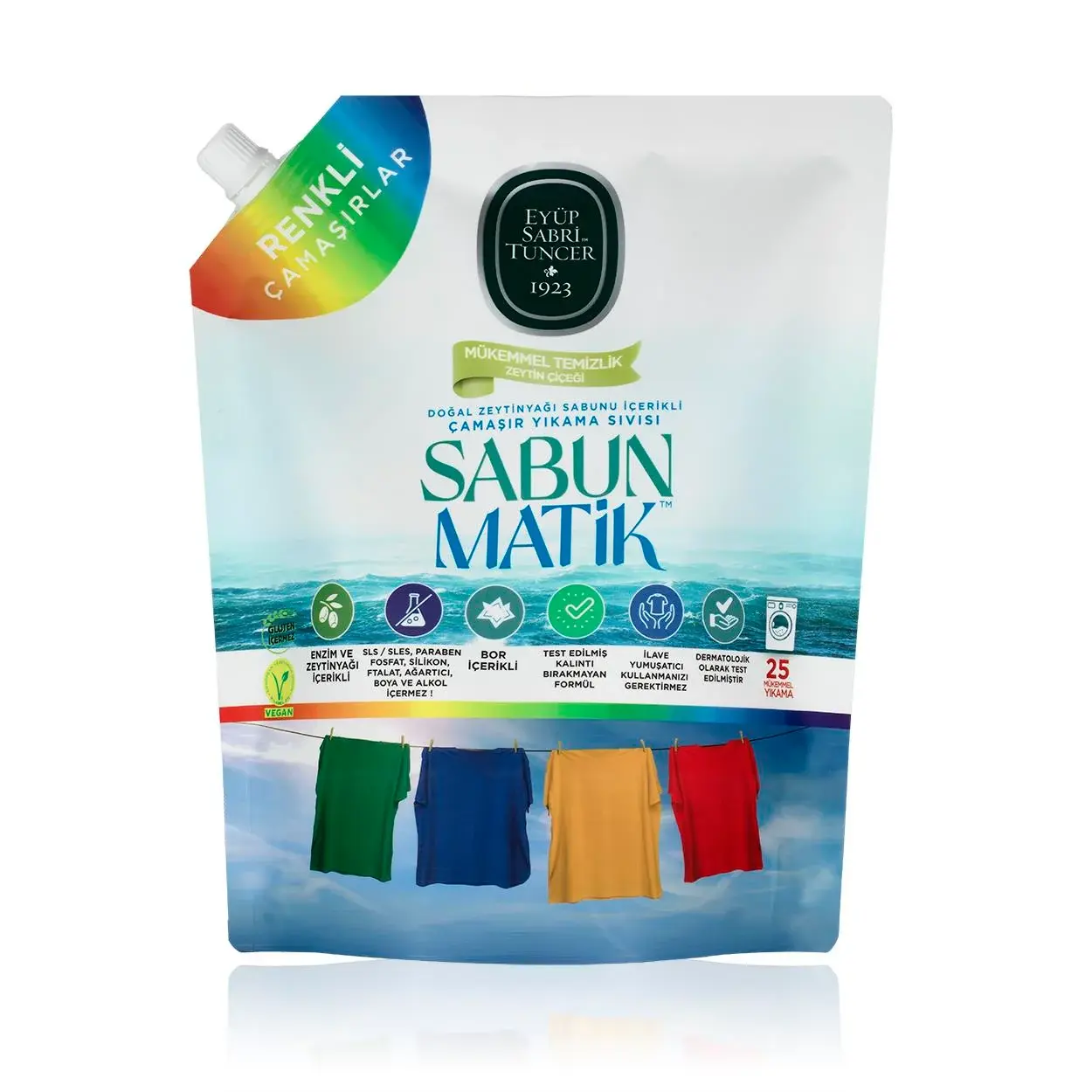 Doğal Zeytinyağlı Çamaşır Yıkama Sıvısı Renkliler 1,5 lt	
