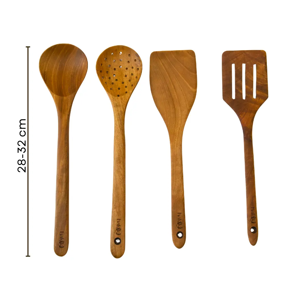 %100 Doğal, El Yapımı Gerçek Ceviz 5 Parça Kutulu Kepçe&Spatula Seti