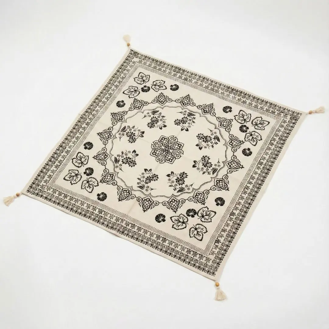 %100 El İşçiliği Kastamonu Taş Baskı Masa Örtüsü 150x150 Cm – Model 2