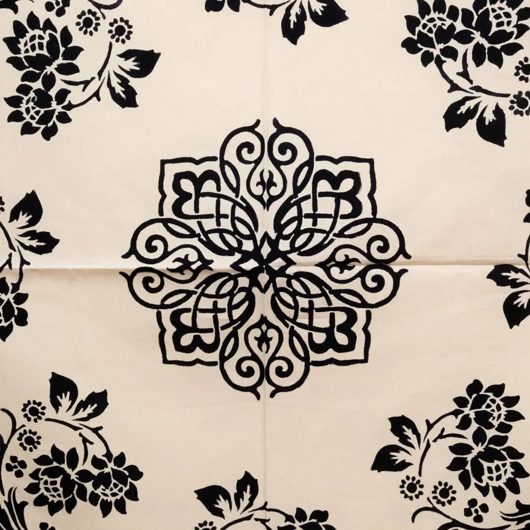 %100 El İşçiliği Kastamonu Taş Baskı Masa Örtüsü 150x150 Cm – Model 2