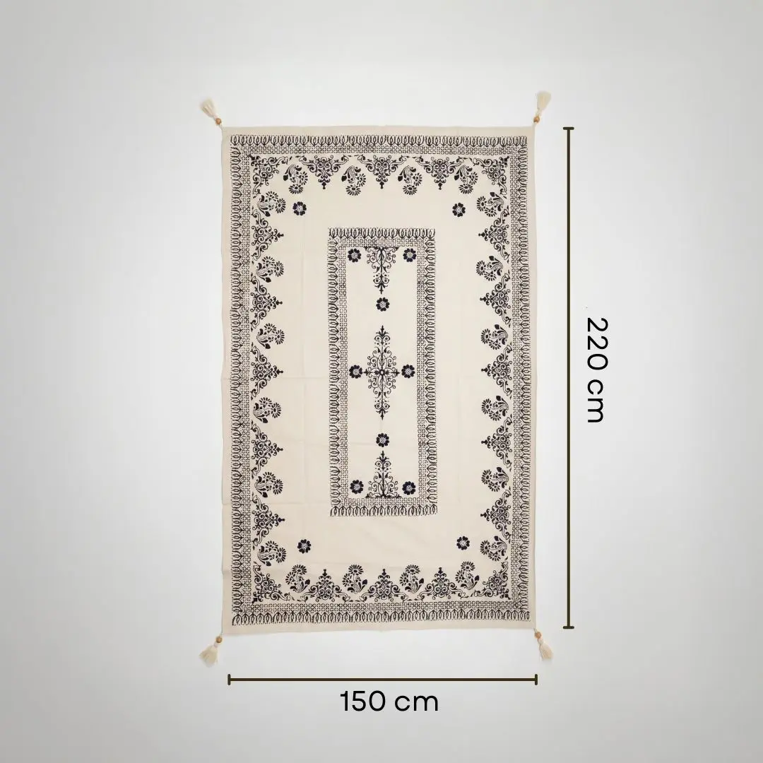 %100 El İşçiliği Kastamonu Taş Baskı Masa Örtüsü 150x220 Cm – Model 2